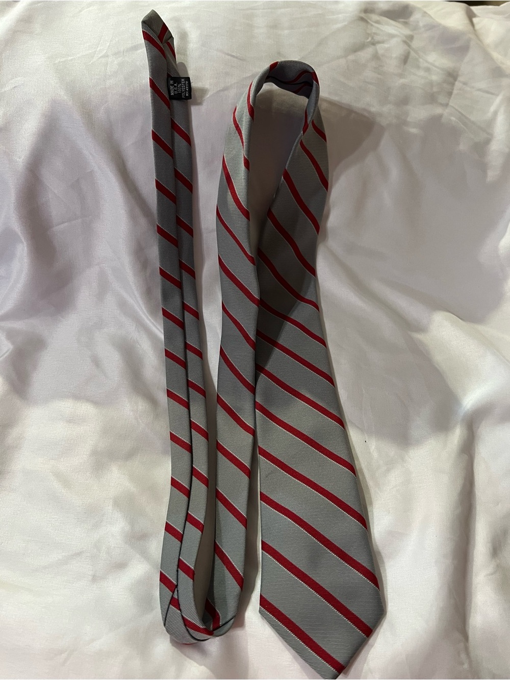 Classic Gray and Red Striped Men's Tie